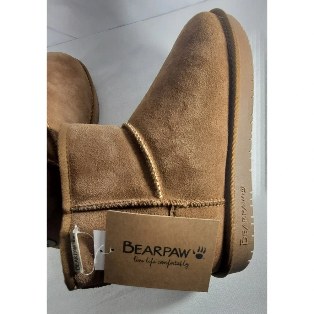 Bearpaw Shorty Women's Winter Boots In Demi Hickory Size 11 Medium Shearling